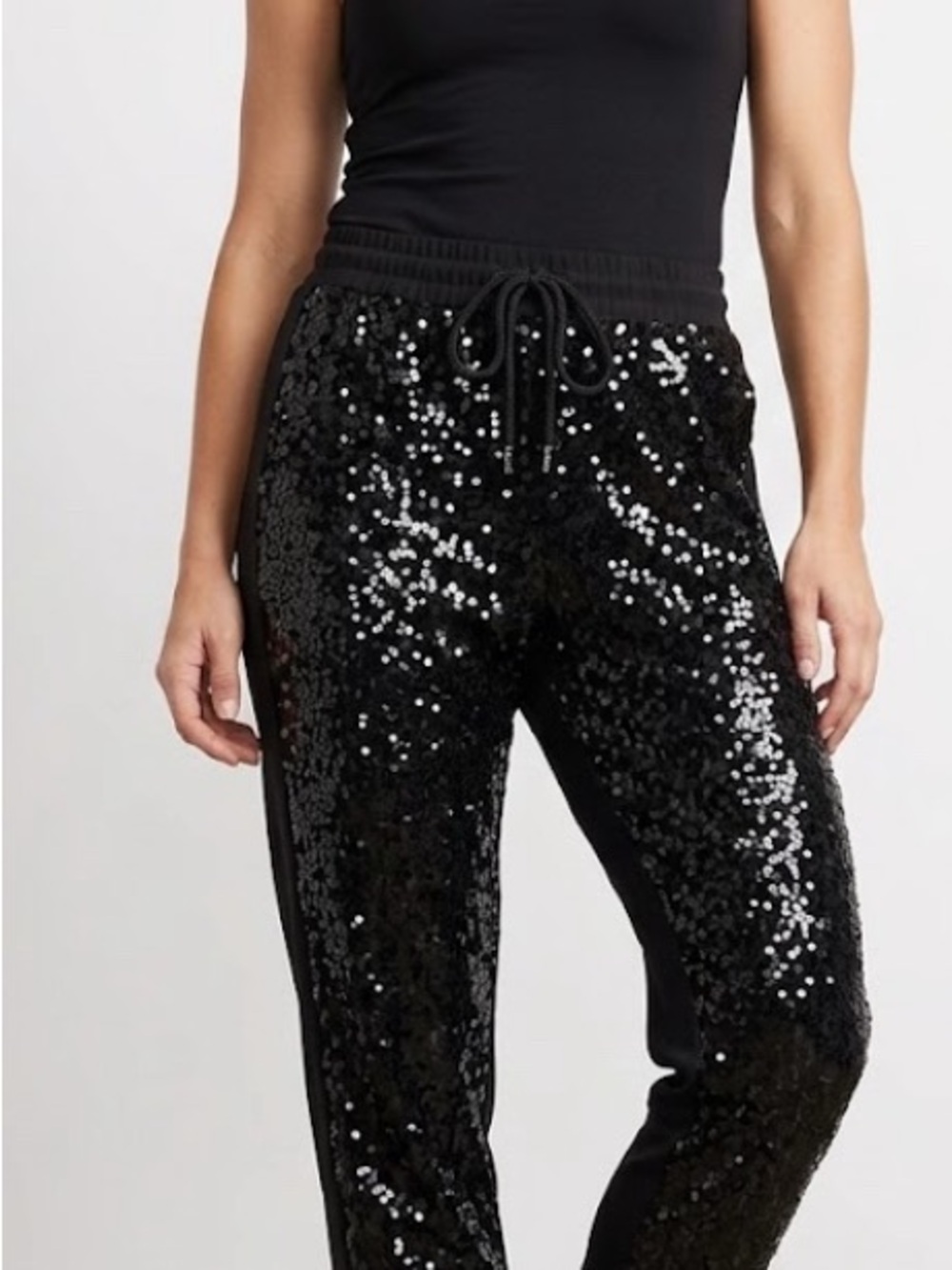 Black Sequin Jogger Pants - Women Plus SZ 3X